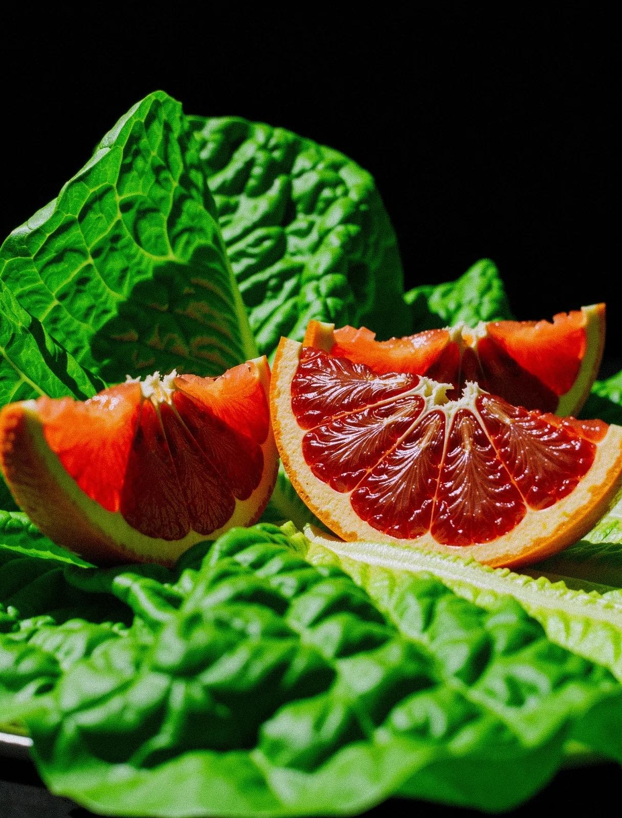 Saturated citrus and leafy greens botanical macro